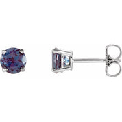 14K White 5 mm Lab-Grown Alexandrite Stud Earrings