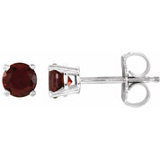 14K White 4 mm Natural Mozambique Garnet Stud Earrings