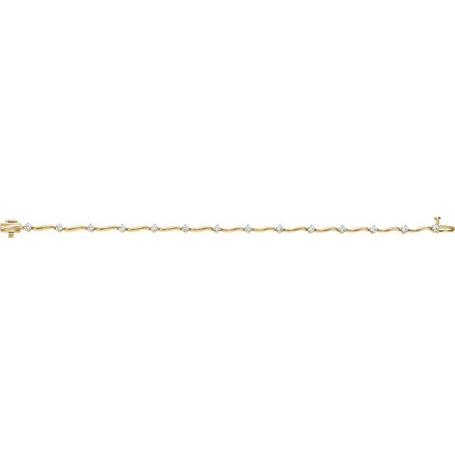 14K Yellow 1 CTW Natural Diamond Line 7" Bracelet