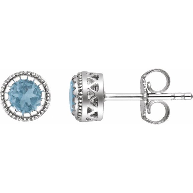 14K White Natural Swiss Blue Topaz Stud Earrings - Quality Craftsmanship