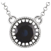 Jewelry State 14K White Natural Blue Sapphire September 18" Birthstone Necklace - Motek Jewelry