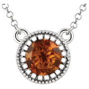 Jewelry State 14K White Natural Citrine November 18" Birthstone Necklace - Motek Jewelry