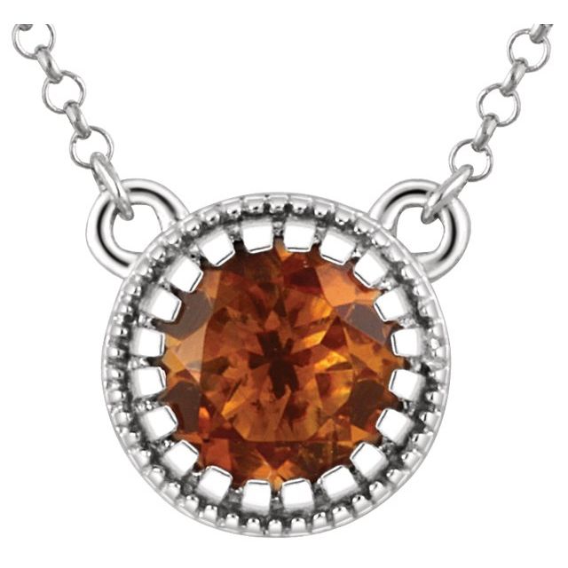 Jewelry State 14K White Natural Citrine November 18" Birthstone Necklace - Motek Jewelry