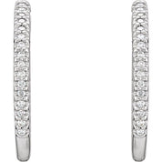 14K White 1/4 CTW Natural Diamond Inside-Outside 20.8 mm Hoop Earrings