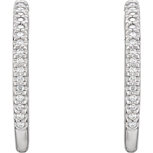 14K White 1/4 CTW Natural Diamond Inside-Outside 20.8 mm Hoop Earrings