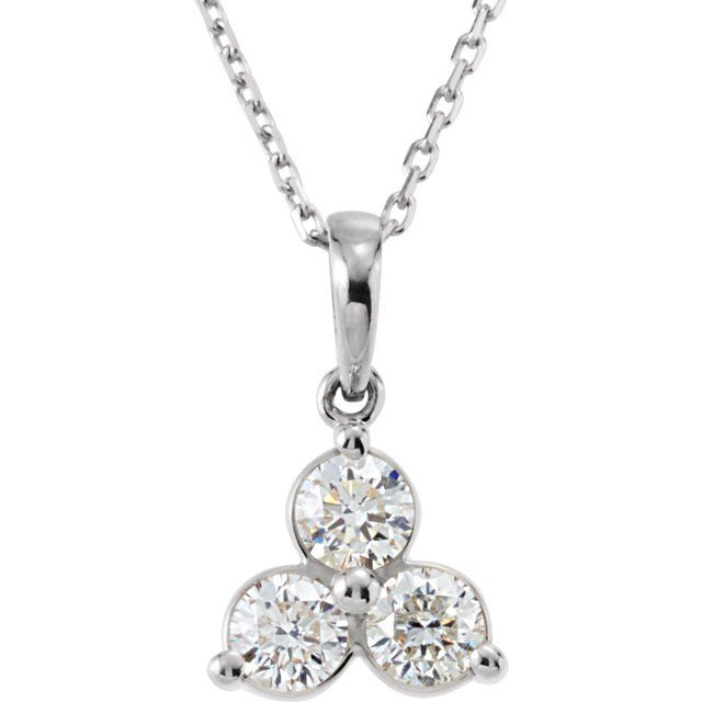 14K White 5/8 CTW Diamond Three-Stone 18" Necklace