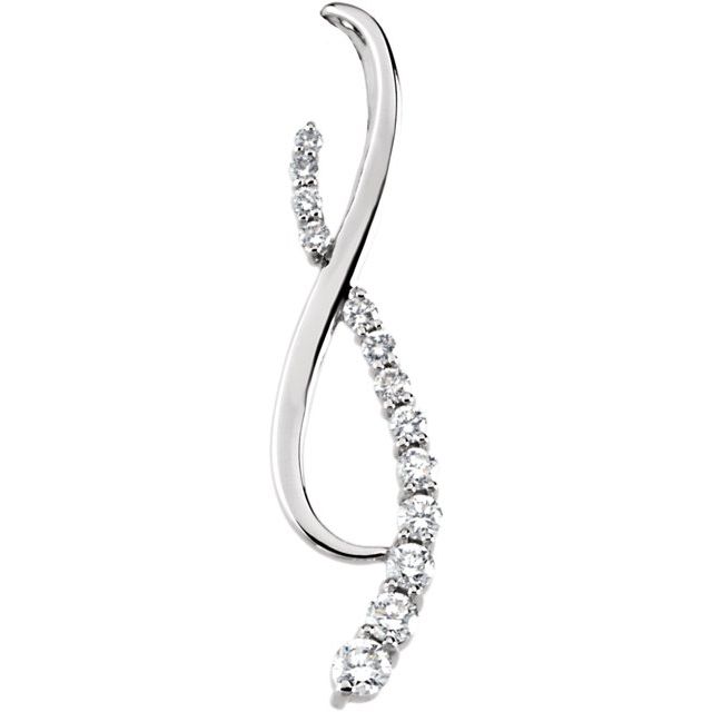 14K White 3/4 CTW Natural Diamond Journey Pendant