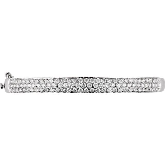 14K White 3 CTW Natural Diamond Pave Bangle 7" Bracelet