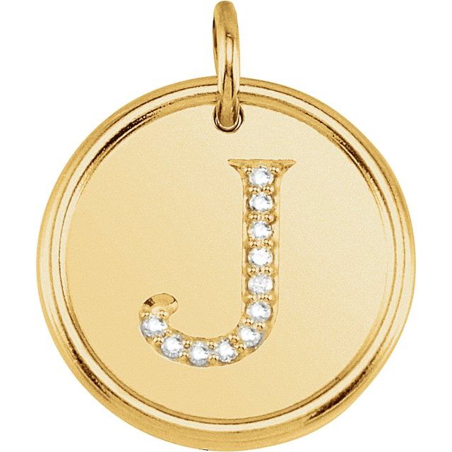 18K Yellow Vermeil .06 CTW Natural Diamond Posh Mommy? Initial J Pendant