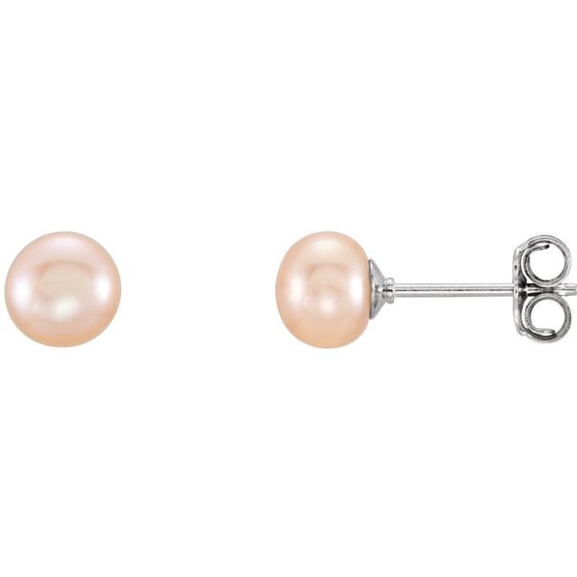 Sterling Silver Cultured Pink Freshwater Pearl Earrings - 5-6 mm by Quality Jewelry