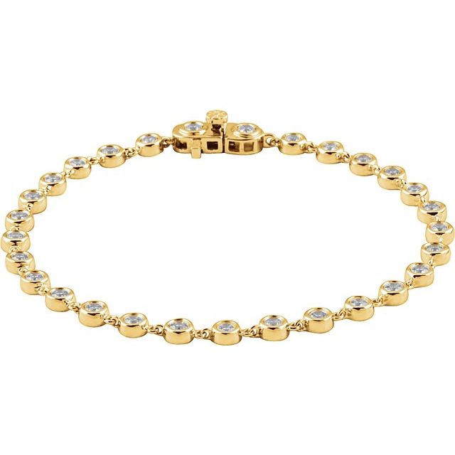 14K Yellow 2 CTW Natural Diamond Bezel Line 7" Bracelet