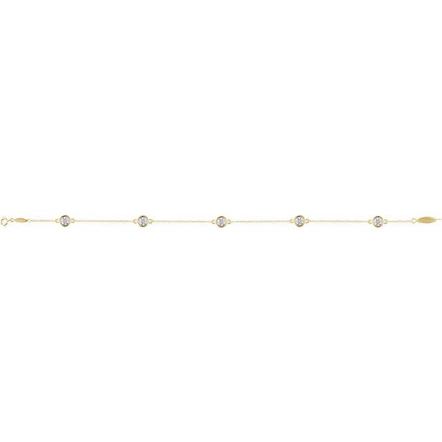 14K Yellow 1/3 CTW Natural Diamond Bezel-Set Station 7" Bracelet