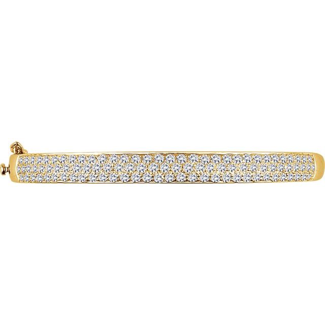14K Yellow 3 CTW Natural Diamond Pave Bangle 7" Bracelet