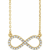 14K Yellow 1/8 CTW Natural Diamond Infinity 16 1/2" Necklace