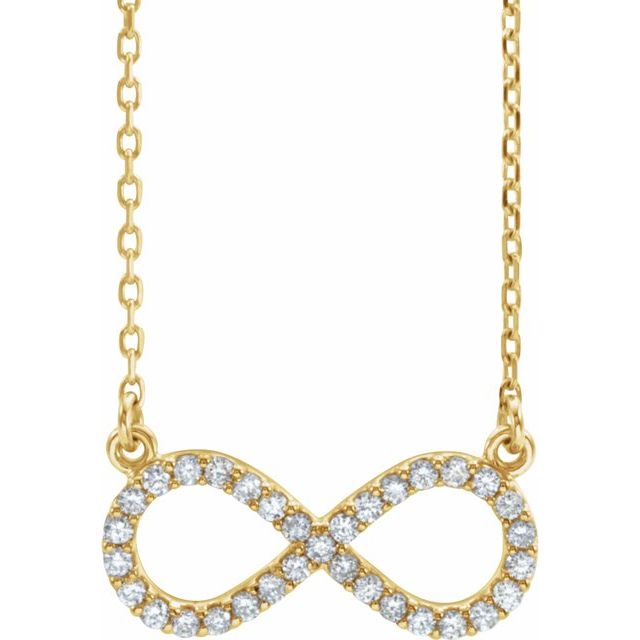 14K Yellow 1/8 CTW Natural Diamond Infinity 16 1/2" Necklace