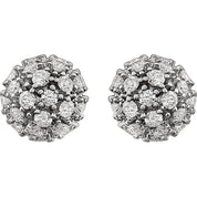 14K Natural Diamond Cluster Earrings in White, Yellow, and Rose Gold