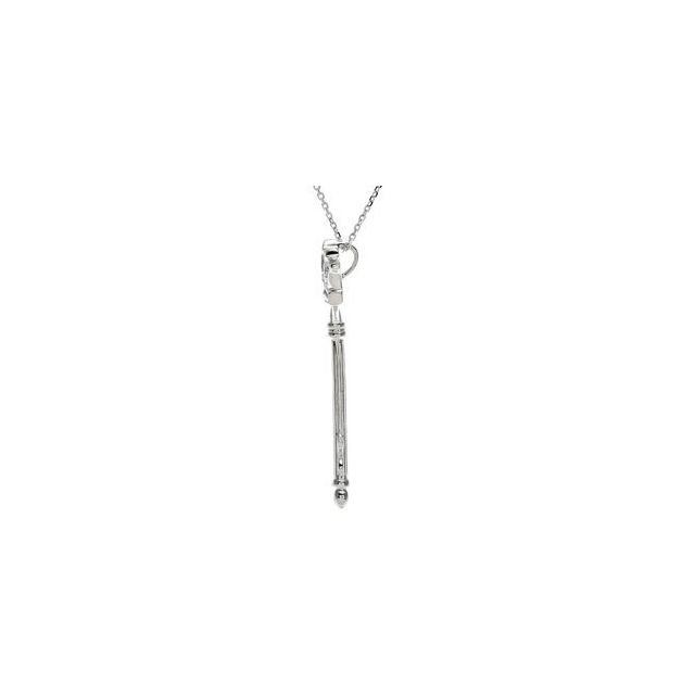 Sterling Silver 1/10 CTW Natural Diamond Crown Key 18" Necklace