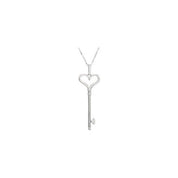 Sterling Silver1/4 CTW Natural Diamond Heart Key 18" Necklace