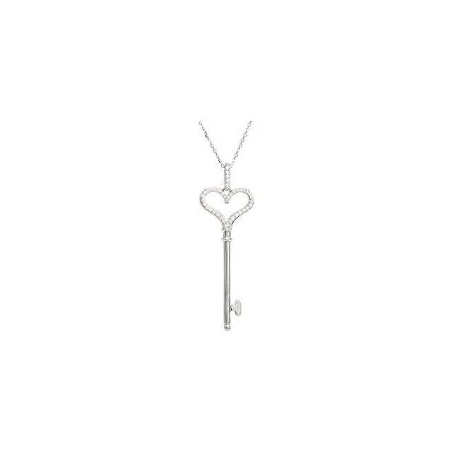 Sterling Silver1/4 CTW Natural Diamond Heart Key 18" Necklace