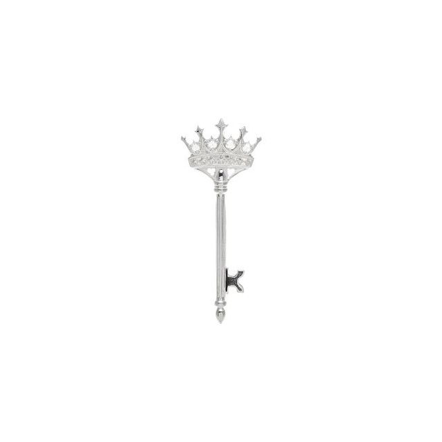 Sterling Silver 1/10 CTW Natural Diamond Crown Key Pendant
