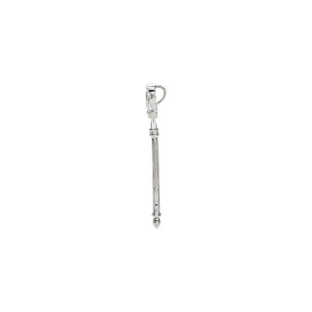 Sterling Silver 1/10 CTW Natural Diamond Crown Key Pendant