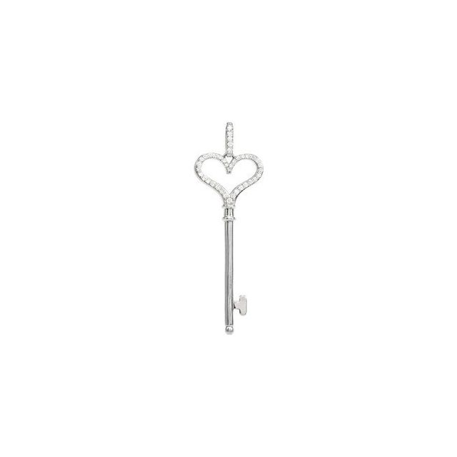 Sterling Silver 1/4 CTW Natural Diamond Heart Key Pendant