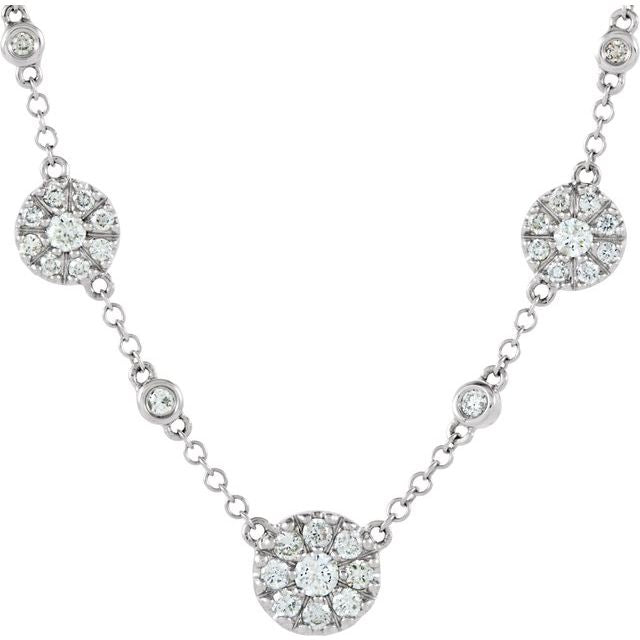 14K White 1/2 CTW Natural Diamond Station 18" Necklace