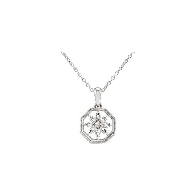 Sterling Silver .02 CT Natural Diamond 18" Necklace