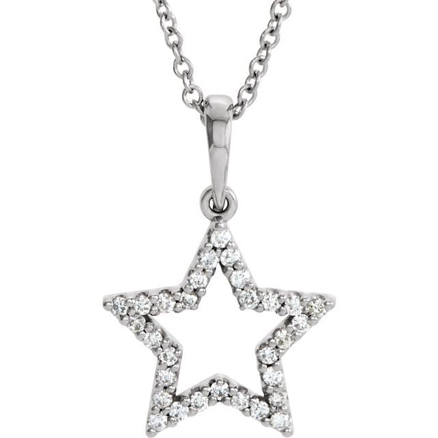 14K White Diamond Petite Star Necklace 1/8 CTW by Unbranded - Motek Jewelry