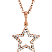 14K Rose Gold 1/8 CTW Diamond Petite Star Necklace - 16" by Brand