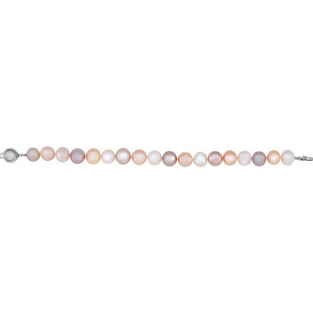 Sterling Silver Cultured Multi-Color Freshwater Pearl 7 3/4" Bracelet