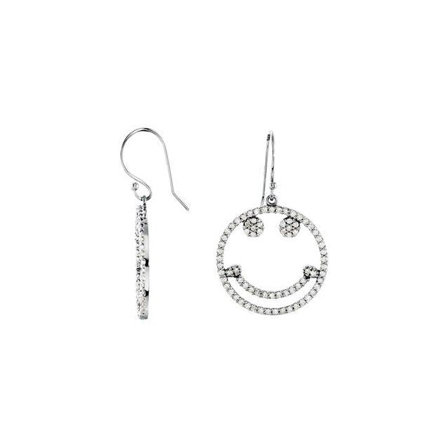 14K White 5/8 CTW Natural Diamond Earrings - Elegant Round Design
