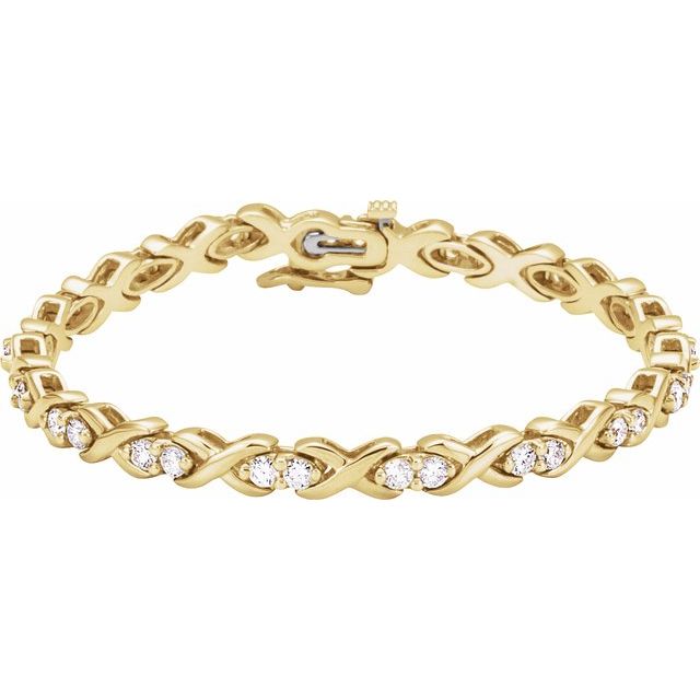 14K Yellow 2 3/8 CTW Natural Diamond Line 7 1/4" Bracelet