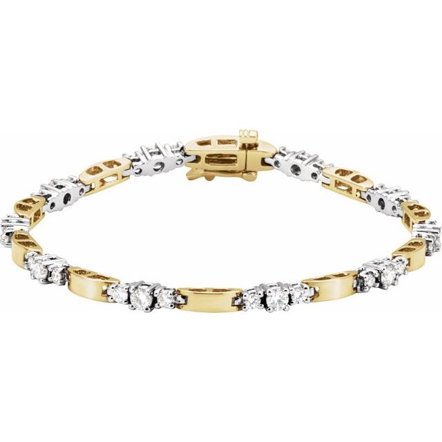 14K Yellow/White 1 3/4 CTW Natural Diamond Line 7" Bracelet
