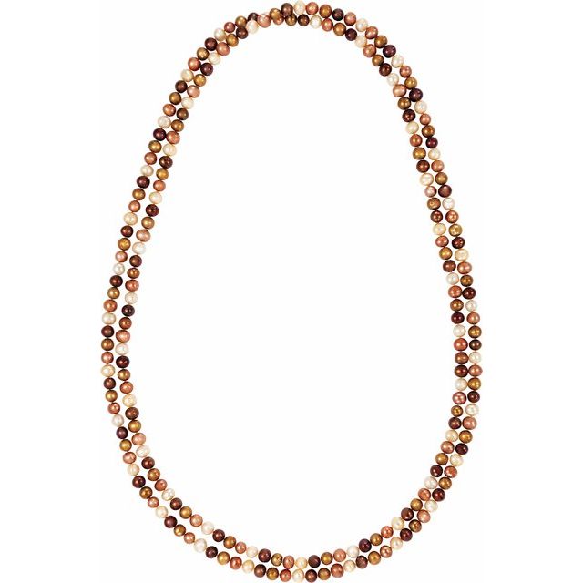 Cultured Dyed Chocolate Freshwater Pearl Rope 72" Necklace - 66360:60001:P