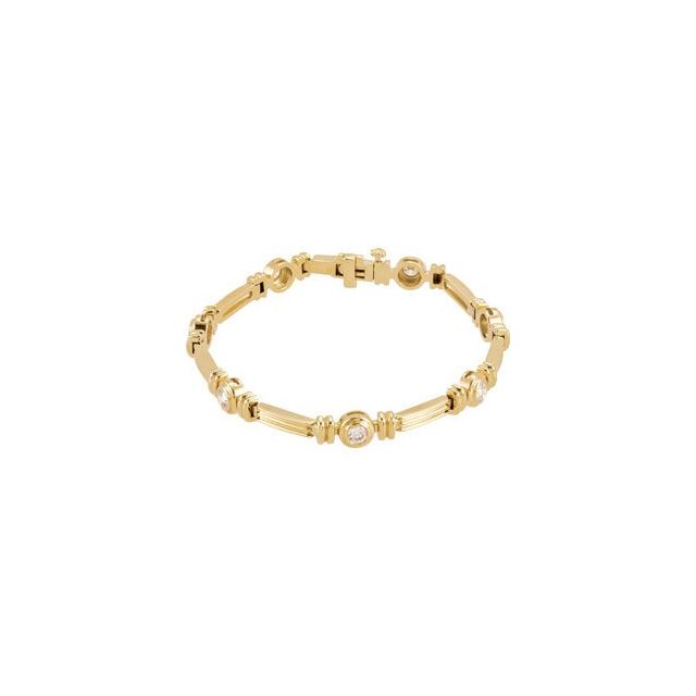 14K Yellow 1 CTW Natural Diamond Line 7" Bracelet