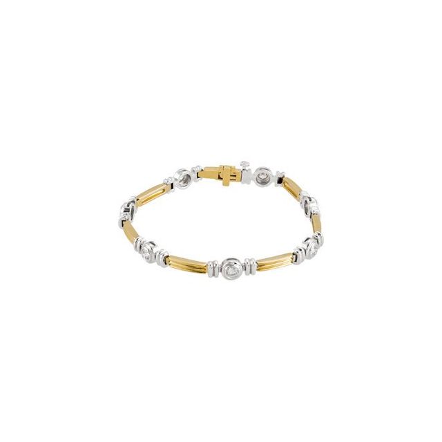 14K Yellow/White 1 CTW Natural Diamond Line 7" Bracelet