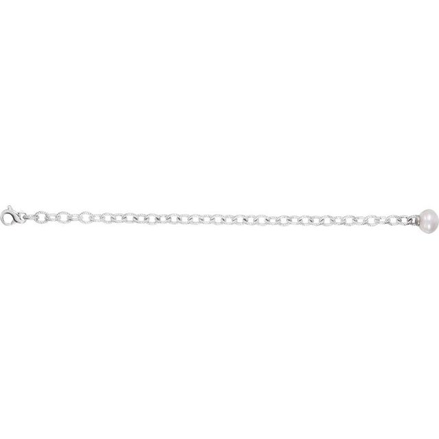 Sterling Silver Cultured White Freshwater Pearl 8 1/2" Bracelet