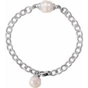 Sterling Silver Cultured White Freshwater Pearl 8.5" Bracelet