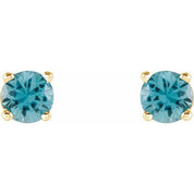 14K Yellow 4 mm Natural Blue Zircon Stud Earrings