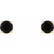 14K Yellow 4 mm Natural Black Onyx Stud Earrings