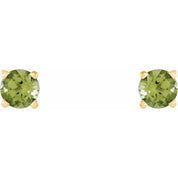 14K Yellow 4 mm Natural Peridot Stud Earrings