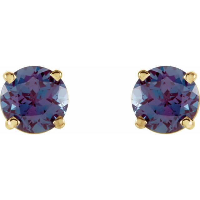 14K Yellow 5 mm Lab-Grown Alexandrite Stud Earrings