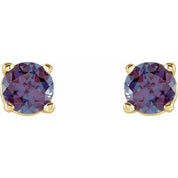 14K Yellow 4 mm Lab-Grown Alexandrite Stud Earrings