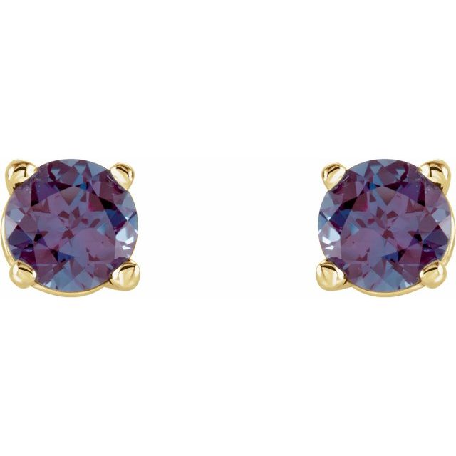 14K Yellow 4 mm Lab-Grown Alexandrite Stud Earrings