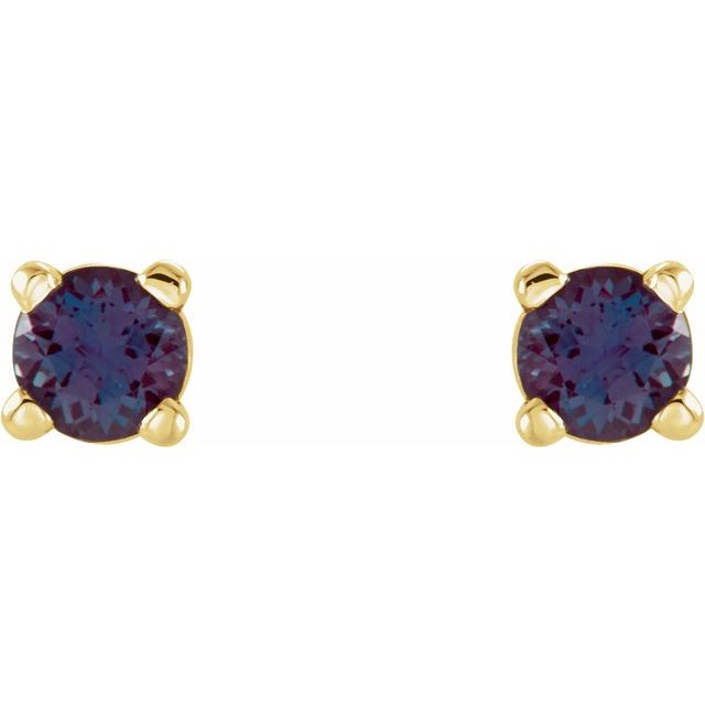 14K Yellow 2.5 mm Lab-Grown Alexandrite Stud Earrings