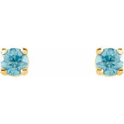 14K Yellow 2.5 mm Natural Blue Zircon Stud Earrings
