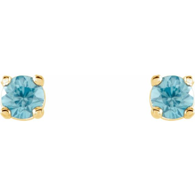 14K Yellow 2.5 mm Natural Blue Zircon Stud Earrings