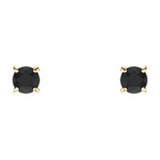 14K Yellow 2.5 mm Natural Black Onyx Stud Earrings