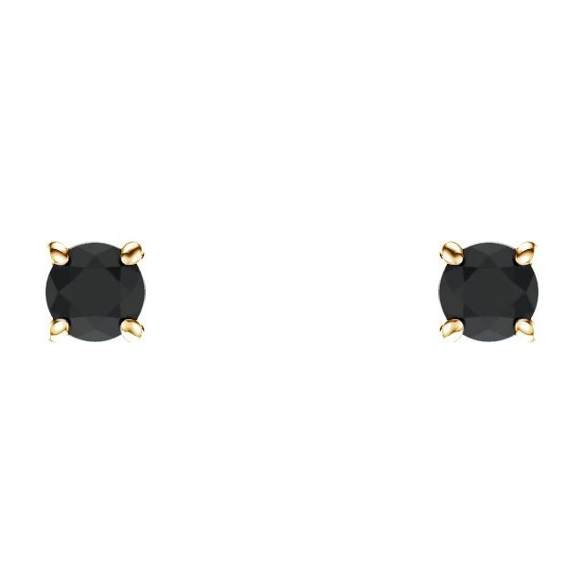 14K Yellow 2.5 mm Natural Black Onyx Stud Earrings